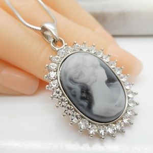 y Cameo Necklace Silver Plated Women Pendant